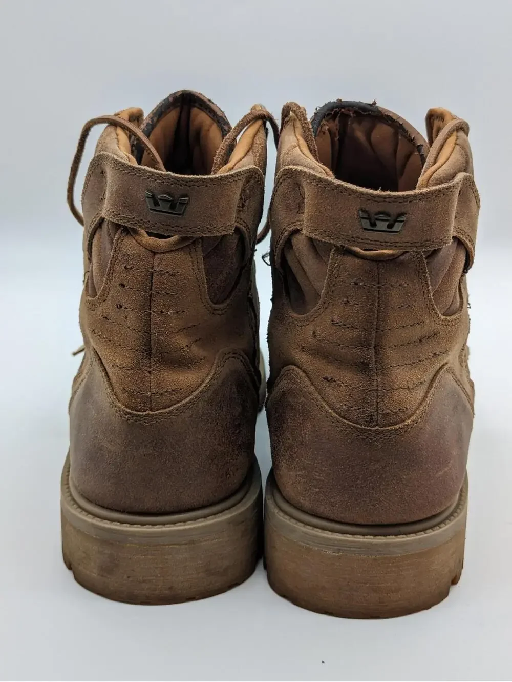 Supra Skywalk Muska 001 Leather Boots Distressed Khaki Brown Size 12 M Lace Up